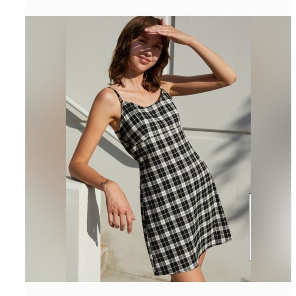John Galt Women's Black White Plaid Dress